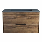 Тумба с раковиной Vincea Chiara 2D 80 VMC-2C2800CO/VCB-13800G тёмный дуб/раковина серая