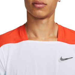 Футболка мужская теннисная Nike Court Dri-Fit ADV Slam Top - white/team orange/glacier blue/black