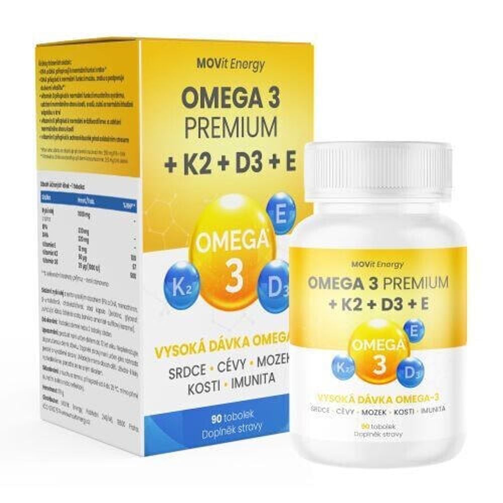 Omega 3 Premium + K2 + D3 + E, 90 capsules