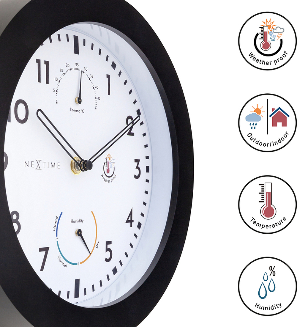 Настенные часы NeXtime, пластик, 25,5 см, чёрные