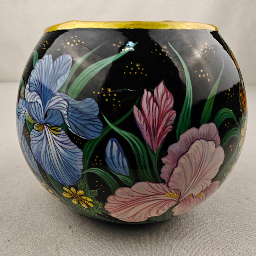 Вазочка с ручной росписью Палех "Ирисы"