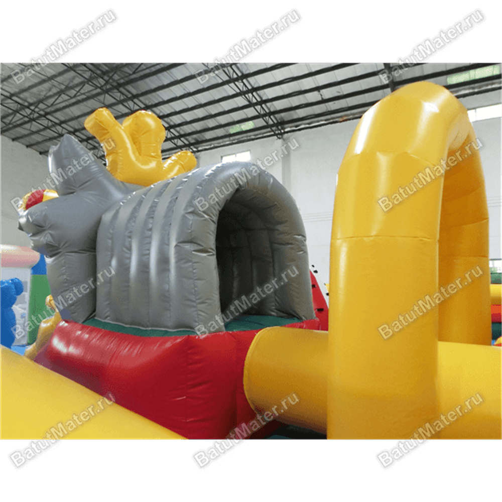 Надувной батут с крышей "Злой страшный серый волк"