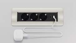 Блок розеток выдвижной горизонтальный (3 розетки, USB-A, USB-C) G4703-2AC.N Никель/Черный 245*111*3