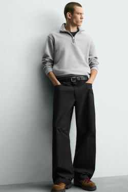 ZARA БРЮКИ CURVED FIT, ЧЕРНЫЙ