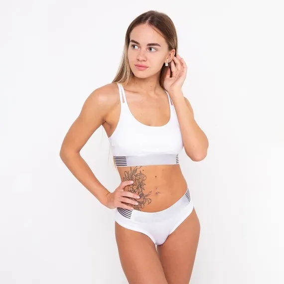 Комплект женский (топ с тонкими лямками, трусы), цвет белый МИКС, размер 42-44