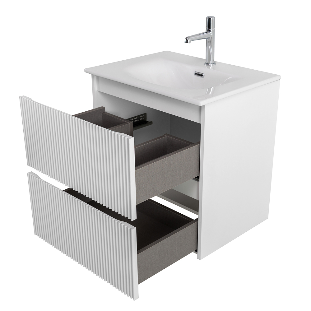 Тумба с раковиной подвесная BelBagno UNO-MINI-500-2C-SO-BO Bianco Opaco, раковина белая BB-8099-3-50