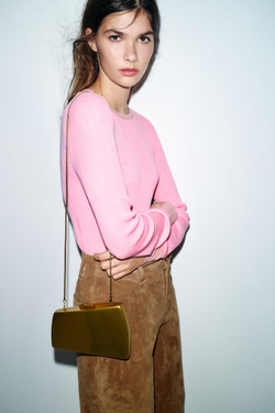 ZARA СУМКА-ШКАТУЛКА ИЗ МЕТАЛЛА, ЗОЛОТИСТЫЙ