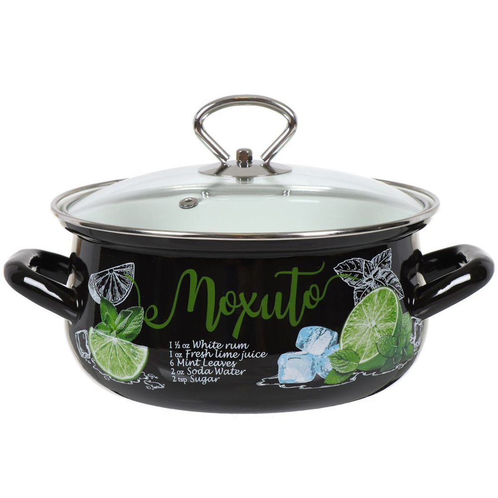 Набор эмалированной посуды 6 пр, кастрюли 2,3,4 л, Керчь, Мохито-1 Экстра Стиль, чер