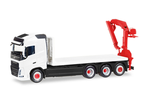Набор для сборки: Volvo FH Gl. 4-осный грузовик-платформа с краном-манипулятором, белый