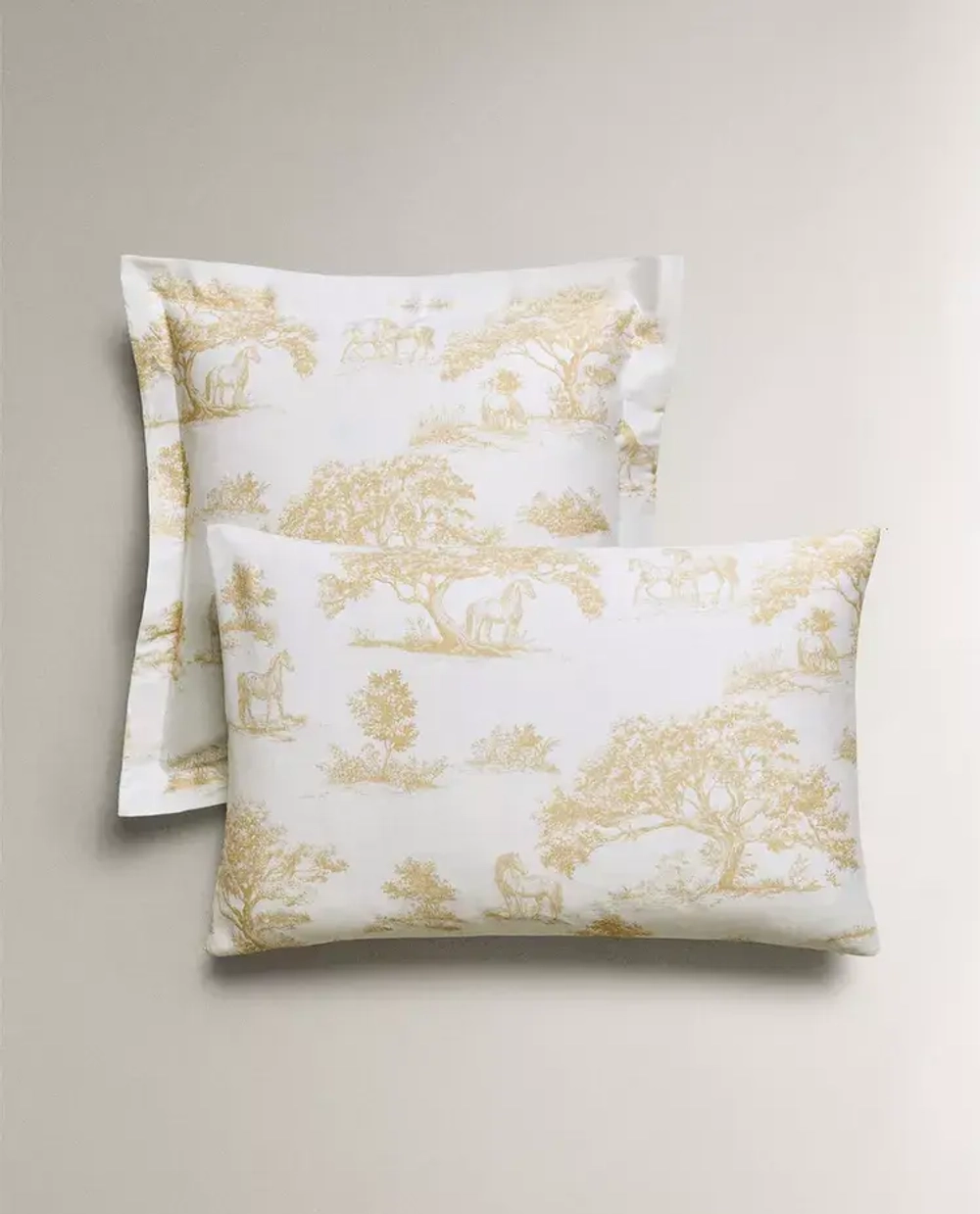 ZARA HOME НАВОЛОЧКА С ПРИНТОМ, ЖЕЛТОВАТО-БЕЛЫЙ