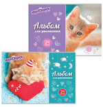 Альбом для рисования А4 24л. "Милые кошечки" на скобе (ЮНЛАНДИЯ)