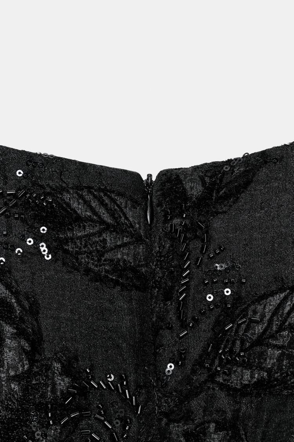 ZARA КОРОТКОЕ ПЛАТЬЕ С ВЫШИВКОЙ И БУСИНАМИ — ZW COLLECTION, ЧЕРНЫЙ