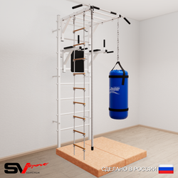 Шведская стенка Sv Sport 5456 (Турник рукоход/Брусья/Канат/Лестница/Цепь/Мешок 22кг/Мат 1м)