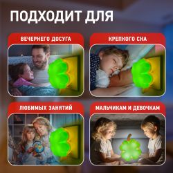 Ночник - светильник светодиодный ЭРА NN-606-LS-GR в розетку с датчиком освещенности зелёный | Ночники