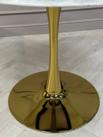 Стол обеденный Ist Casa круглый Остин, 100х76 см, светло-серый мрамор, золото