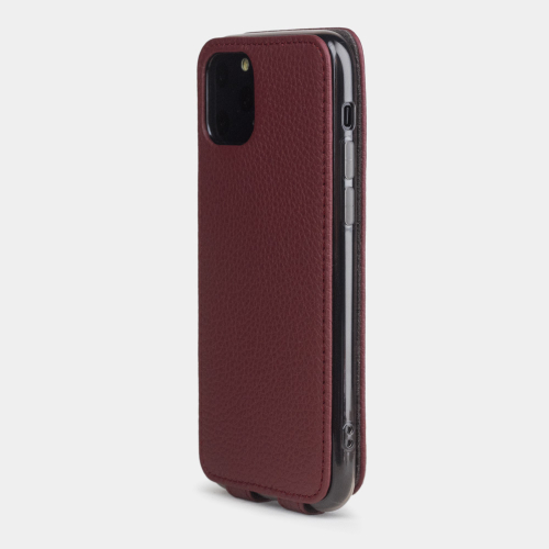 Чехол для iPhone 11 Pro Max из натуральной кожи теленка, бордового цвета