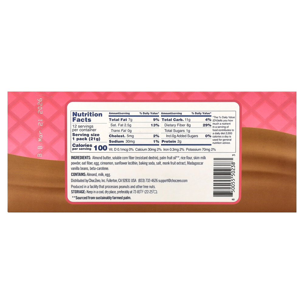 ChocZero, Premium Cookies, Golden Dunkies, ванильное печенье с кремом, чуррос, 12 упаковок по 21 г (0,75 унции)