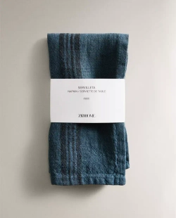 ZARA HOME САЛФЕТКА ИЗ ПЛОТНОГО ЛЬНА (НАБОР ИЗ 2 ШТ.), СИНИЙ