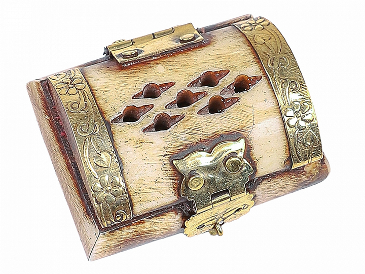Шкатулка с инкрустацией кость латунь 5,5x4x3 см 462547
