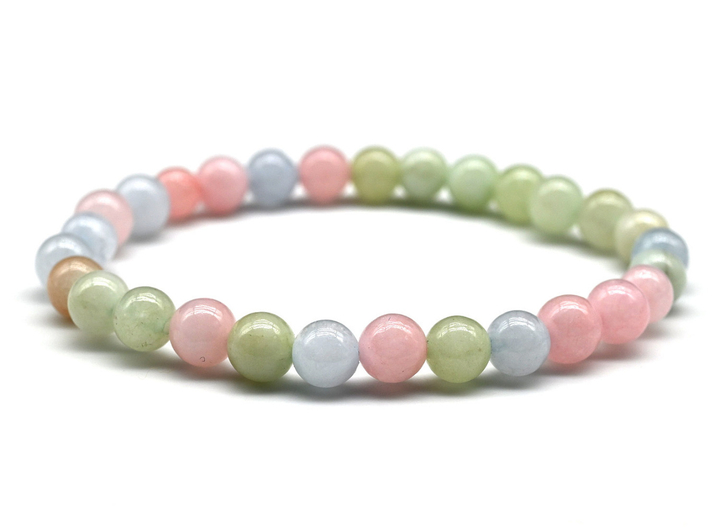 Браслет Кальцит тонированный шар 6-7 мм цвет голубой, розовый, мятный