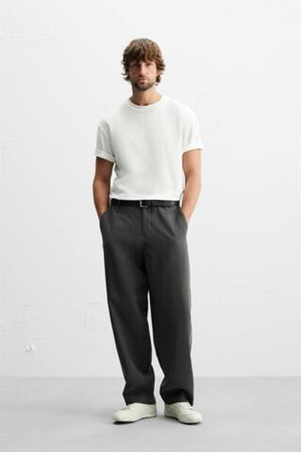 ZARA БРЮКИ ИЗ СМЕСОВОГО ЛИОЦЕЛЛА, АНТРАЦИТОВО-СЕРЫЙ