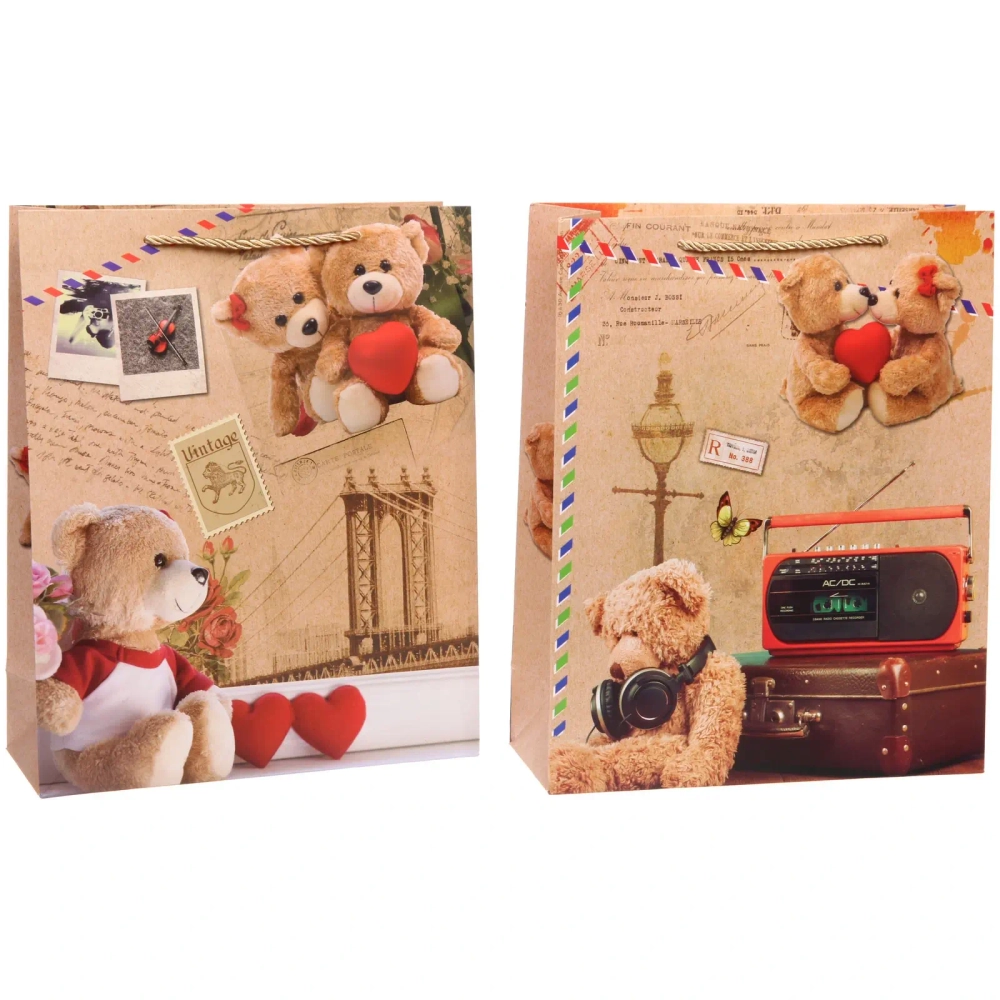 Пакет подарочный «Милый мишка» 26*32*10 см, микс