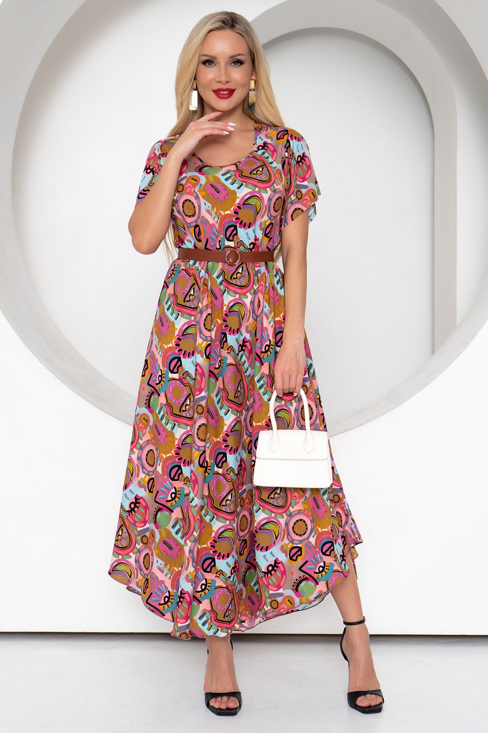 Платье Рада (розовый/принт) Р11-1166/2 Nikol