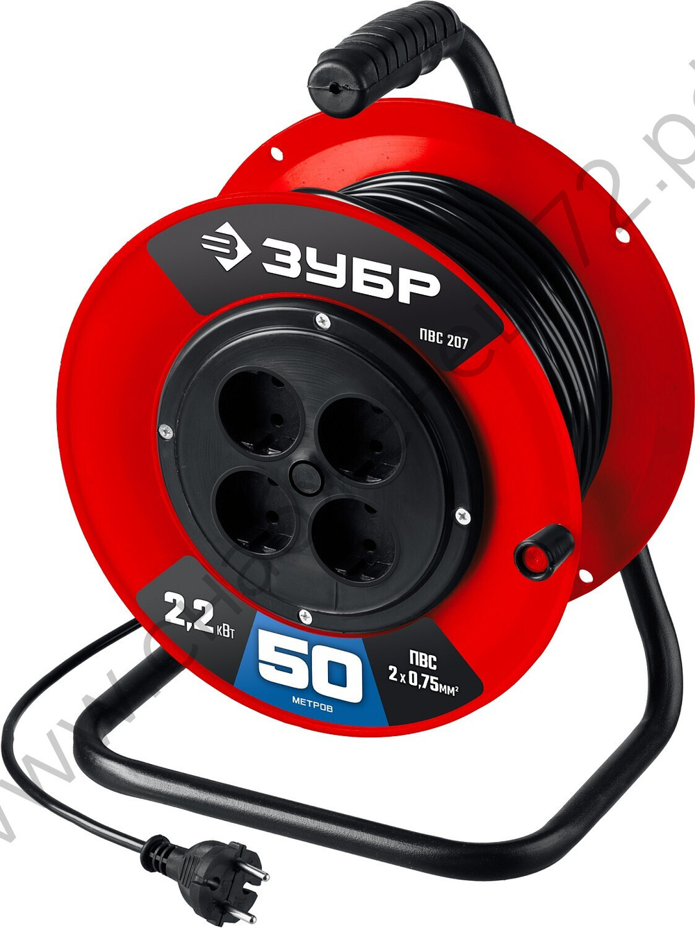 ЗУБР ПВС-207 ПВС 2х0.75 50м 2200Вт, Удлинитель на катушке (55083-50)