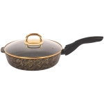 Сковорода глубокая 22см со съемной ручкой и стекл. крышкой «Грация» (черный/золото) сгчз222а