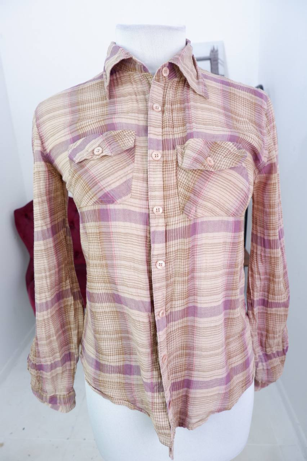 Рубашка Dolche Mela в актуальную клетку, маркировка М, визуально на 46 размер