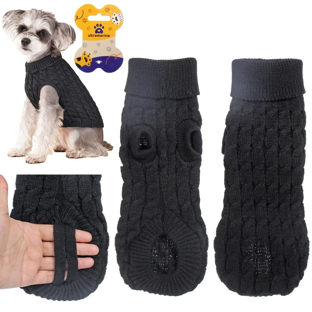 Кофта - свитер для мелких пород собак и кошек «BRO Style», косички, цвет черный, р M