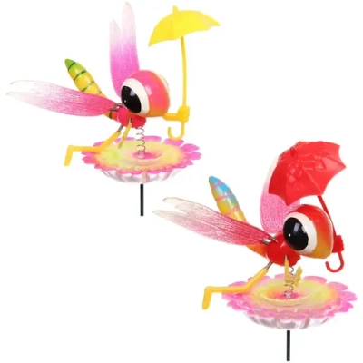 Фигура на спице «Стрекоза на цветке» 60 см (фигура 17*7 см) для отпугивания птиц, микс