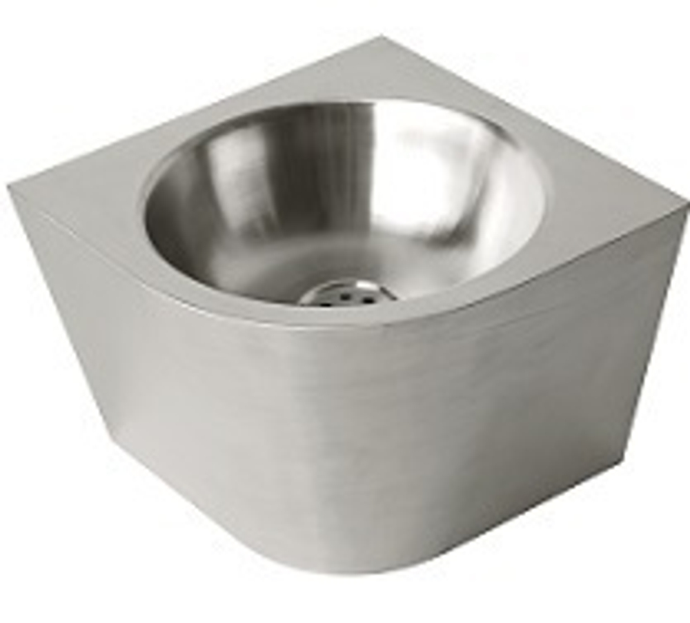 Раковина настенная угловая полукруглая нерж. сталь NOFER 13036.CLR.S  матовый