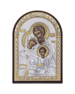 Св. Семейство, икона арочная, пластик коричневый 48x68