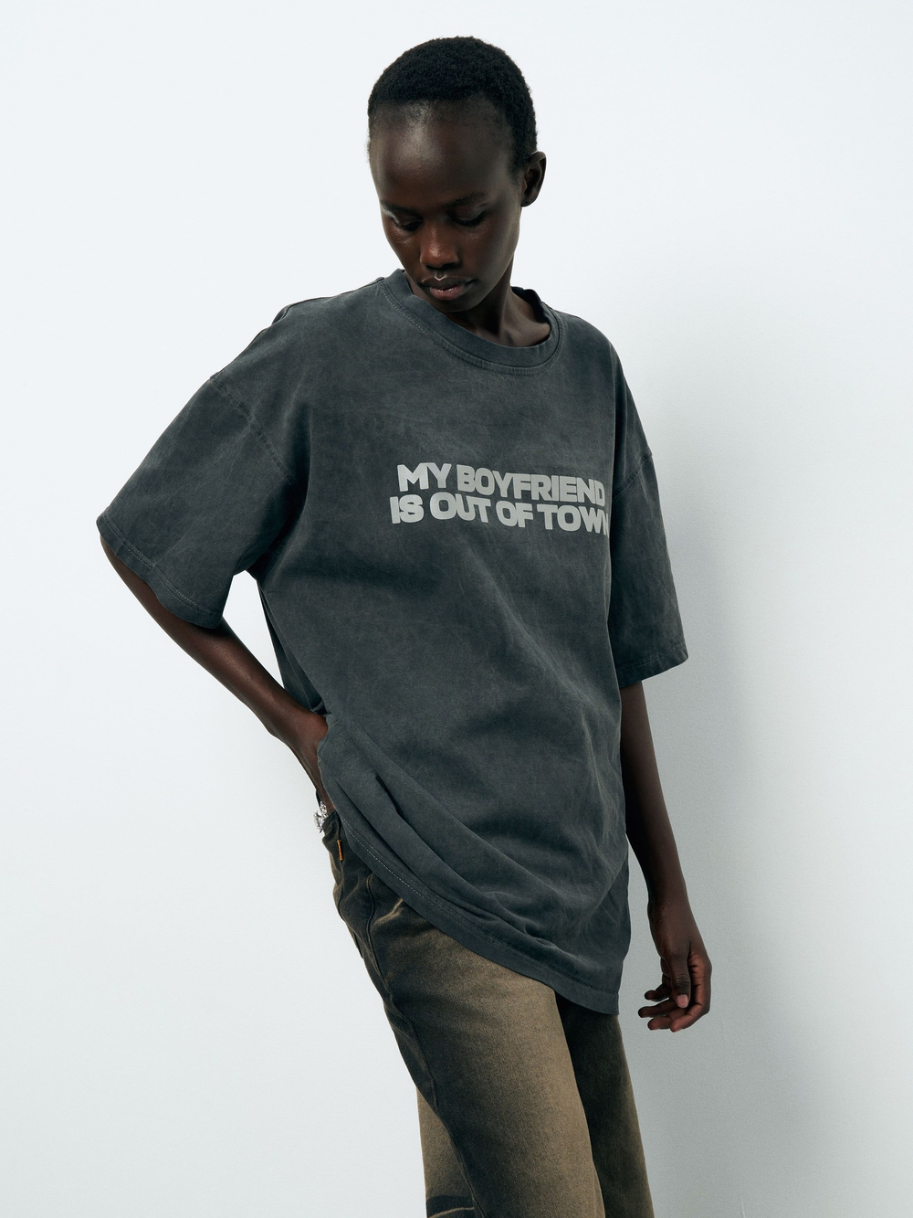 Футболка оверсайз серая