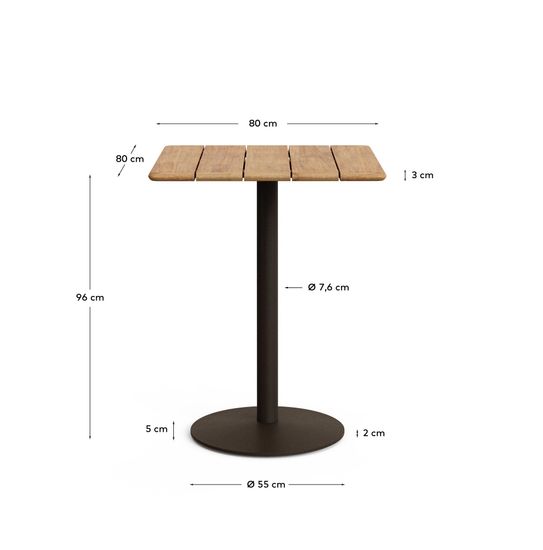 Уличный стол Esilda из зеленой стали и акации