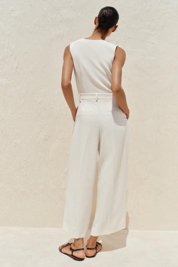 ZARA ШИРОКИЙ КОМБИНЕЗОН, ЭКРЮ