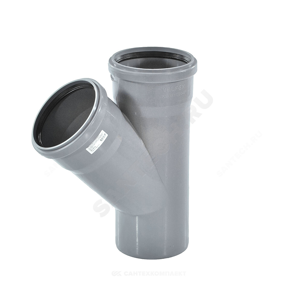 Тройник PP-H серый BASE Дн 40х40х45гр б/нап в/к VALFEX 22040040