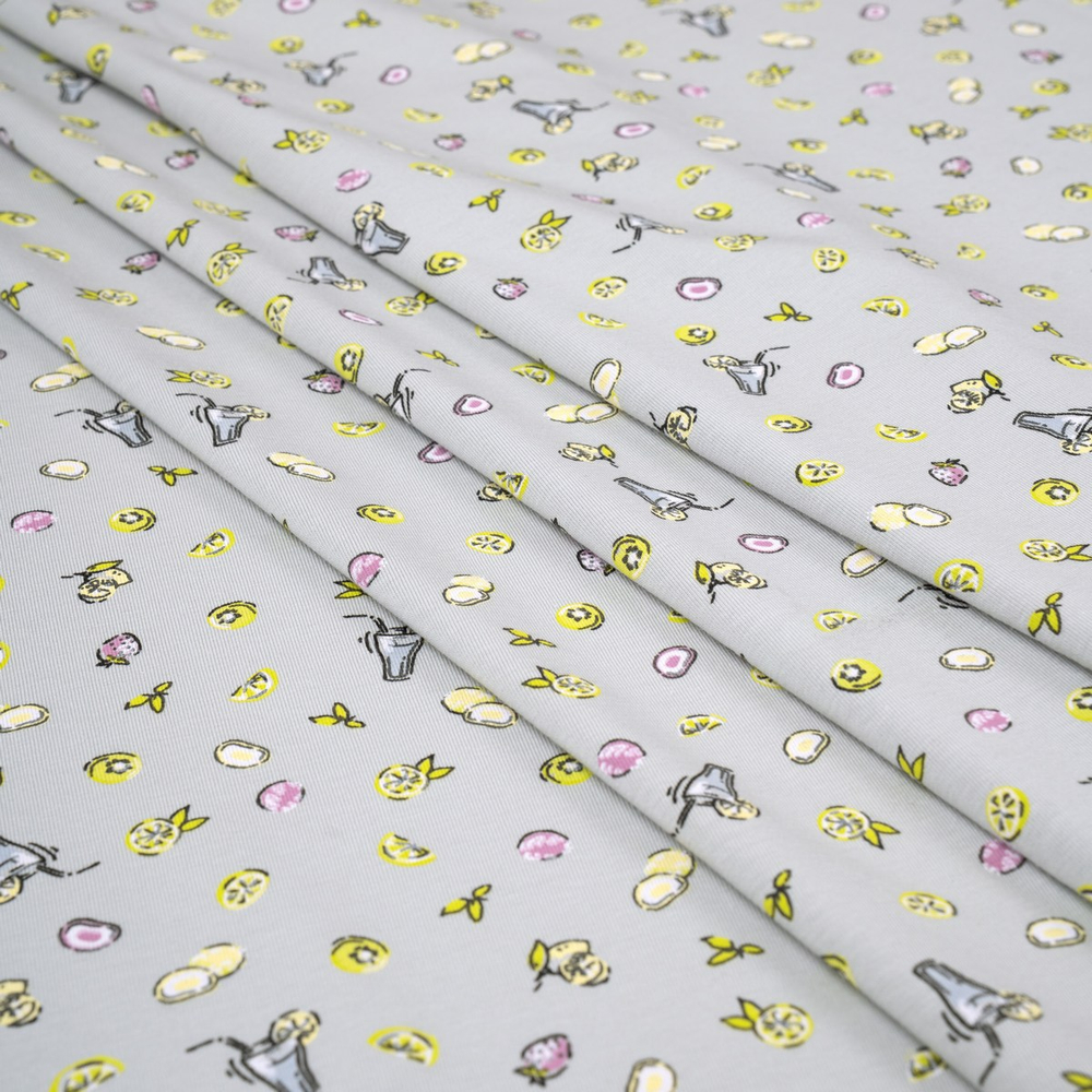 Кулирная гладь с рисунком, 92% хлопок, 8% ПУ(эластан), 175 гр/м2, св.серый/св.зелёный (21232)