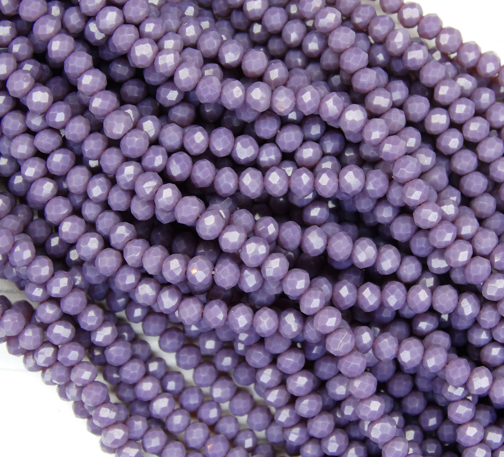 БН024НН34 Хрустальные бусины "рондель", цвет: фиолетовый непрозрачный, 3х4 мм, 95-100 шт.