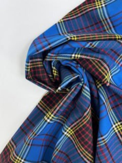 Костюмная принт клетка, желтый/красный на голубом