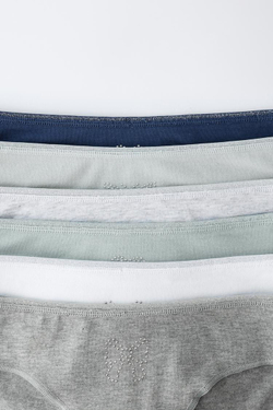 ZARA НАБОР ИЗ ШЕСТИ ТРУСОВ СО СТРАЗАМИ РАЗНОЙ ФОРМЫ, РАЗНОЦВЕТНЫЙ