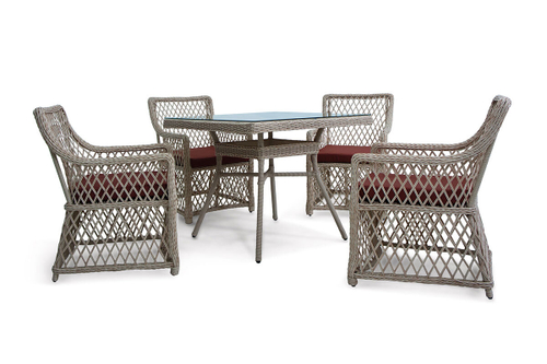 Комплект плетеной мебели MOKKA VILLA ROSA (стол обеденный квадратный, 4 кресла)