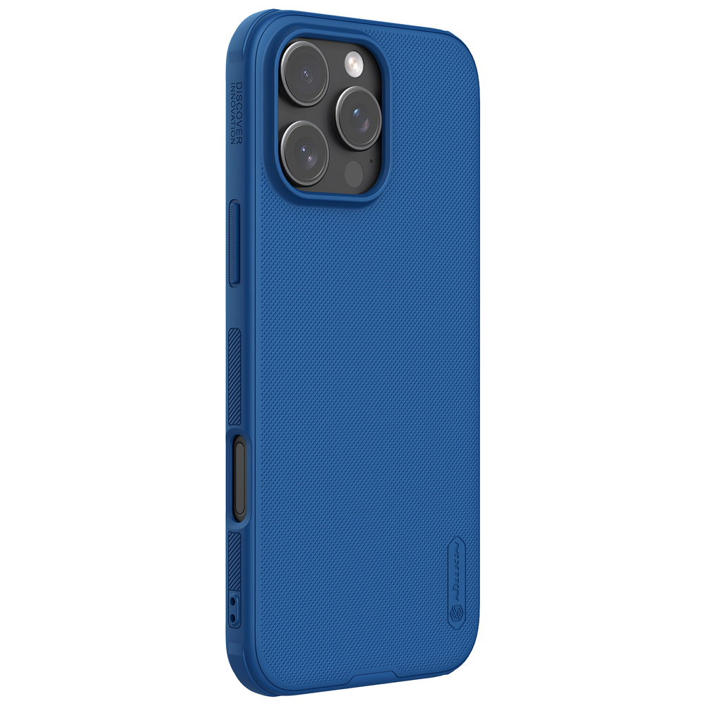 Усиленный чехол синего цвета от Nillkin для iPhone 16 Pro Max, серия Super Frosted Shield Pro
