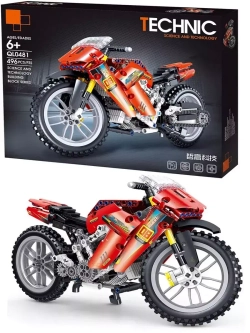 Конструктор Техник Красный мотоцикл 496 деталей QL0481
