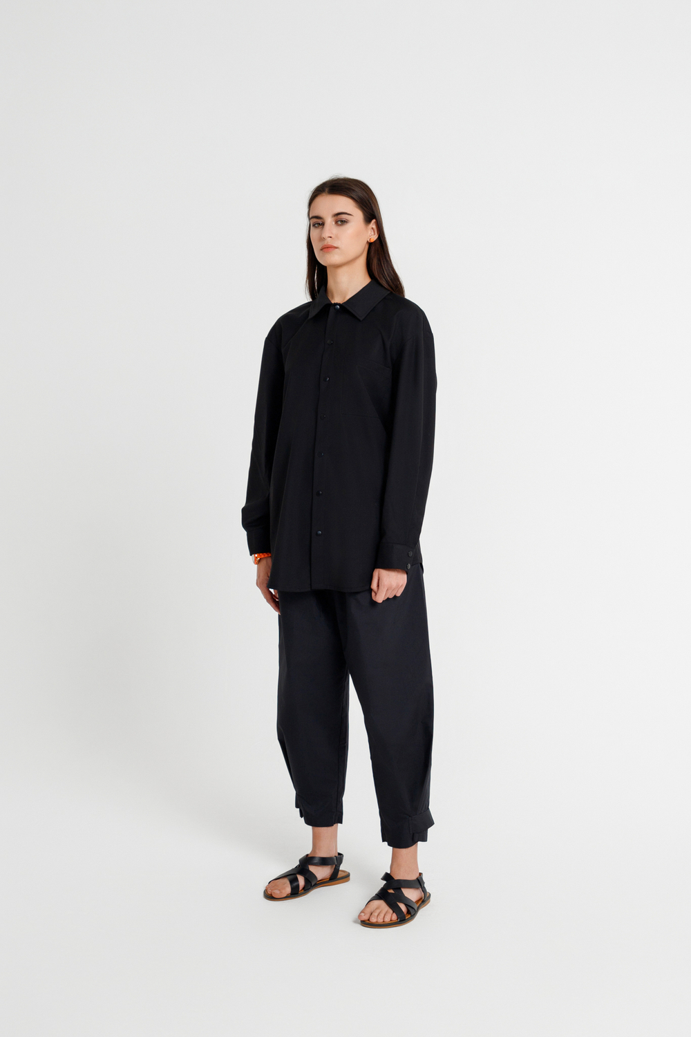 Рубашка-китель OVERSIZE, черная