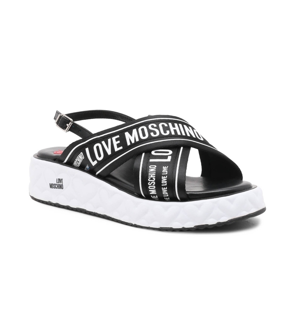 Босоножки кожаные NASTROLOGO Love Moschino - черный(JA16315I0IIX3)