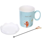 Кружка керамическая 430мл «SWEET HOME» с крышкой и ложкой