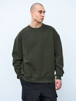 Свитшот оверсайз, без начеса (хаки)