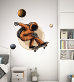 Стикеры  КОСМОНАВТ НА СКЕЙТЕ